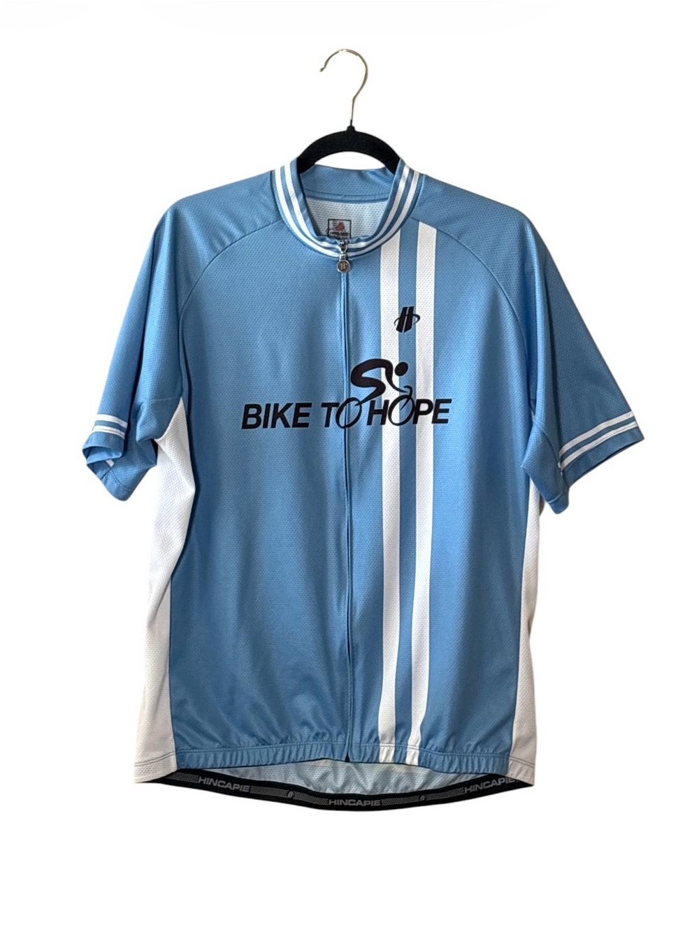 HINCAPIE Bike to hope,Men's Light Blue Cycling Jersey,Size XL,Made in Colombia